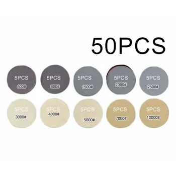 

50pcs Sanding Discs 3inch 75mm Silicon Carbide Abrasive Paper 600-10000 Grit Sand Disc Sanding Grinding Paper