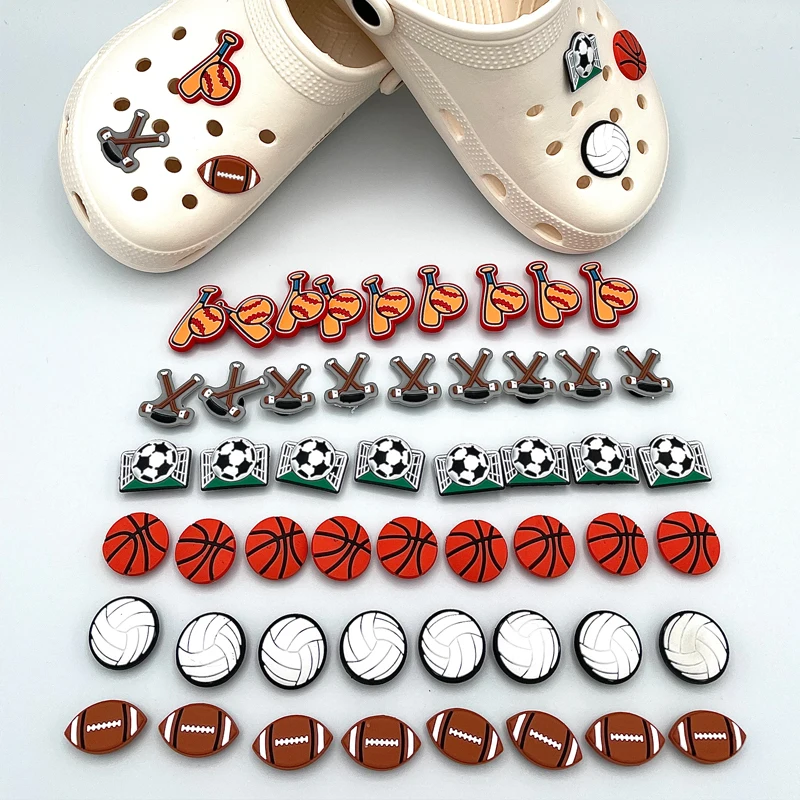 

Kawaii Baseball Basketball Sport Icon PVC Shoe Badges Decoration For Women Croc Sandals Clogs Charms Childrens Shoe Accessories
