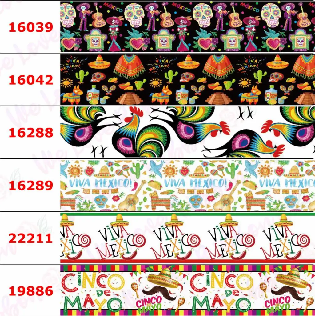 16 мм-75 мм Мехико девушка серия цветок кактус напечатанный корсаж/эластичная лента Мультфильм Альпака DIY волосы бант 50 ярдов/рулон