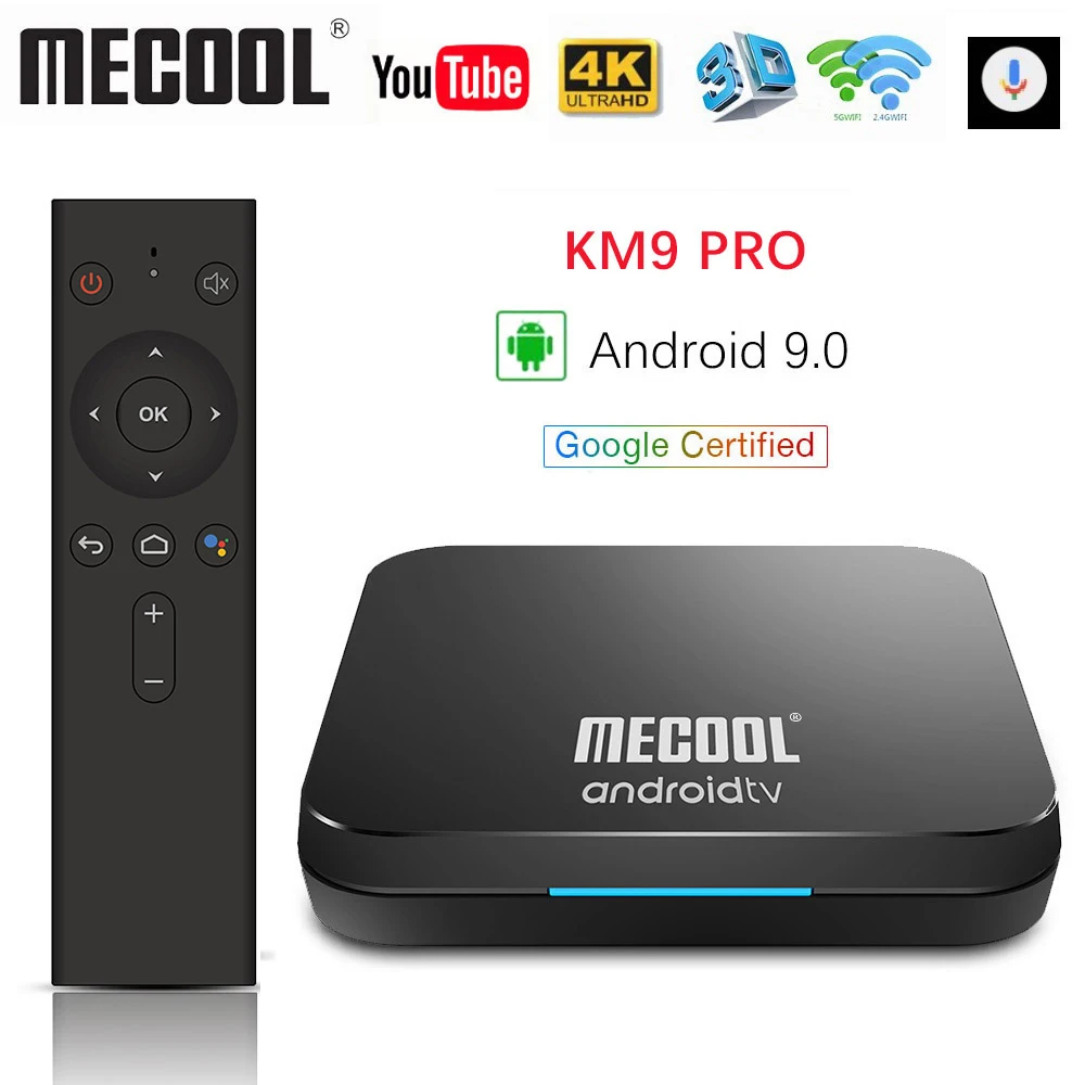 Kaufen MECOOL KM3 ATV Androidtv Google Zertifiziert Android 9,0 TV Box 4GB 64GB 128GB Amlogic S905X2 4K 5G Dual Wifi BT 4,0 KM9 PRO 4G 32GB