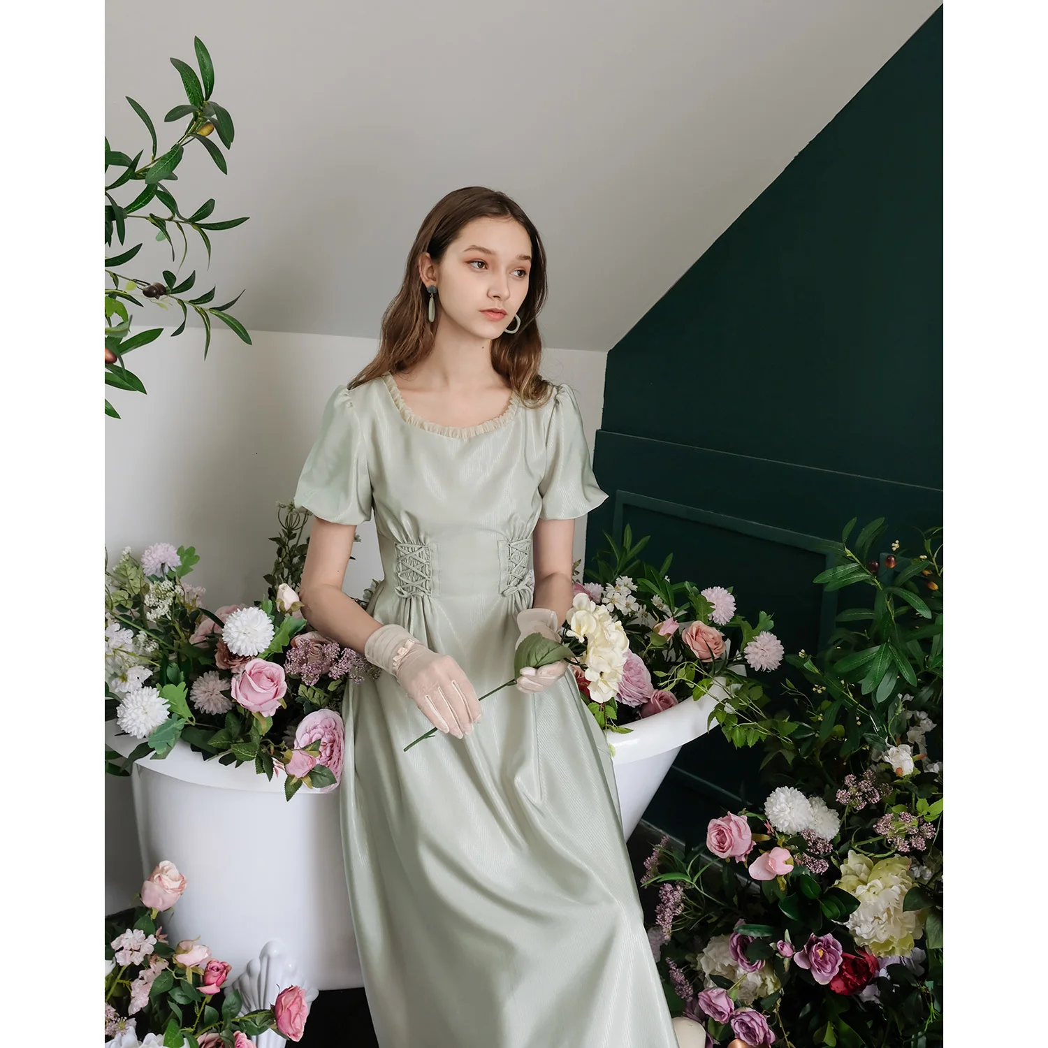 Летнее платье женское винтажное элегантное тонкое Повседневное платье vestido de festa дамское Бандажное Ретро атласное длинное платье с коротким рукавом и круглым вырезом