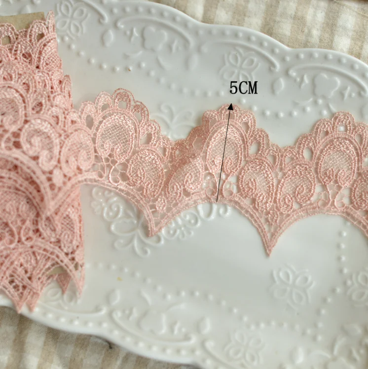2 Meters Water Soluble Lace Ribbon 5cm BurgundyPink Lace Trims Apparel Sewing Garment DIY Accessories Handmade Trimming