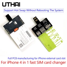 UTHAI T10 Para iPhone cartão SIM 4in1 Adaptador Slot Para Cartão Externo Rápida Changer Cartão iPhone SIM Card Reader Titular Livre reiniciar Nano