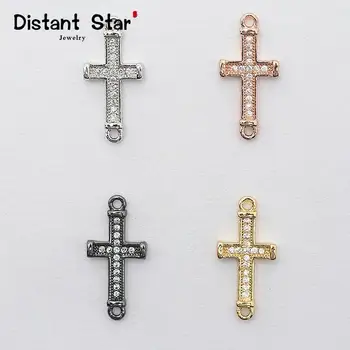 

0.8*0.4in Cross Brass Zirconia Jewelry Bracelet Accessories Diy Bracelet Necklace For Making Connector Charm Accessories Finding