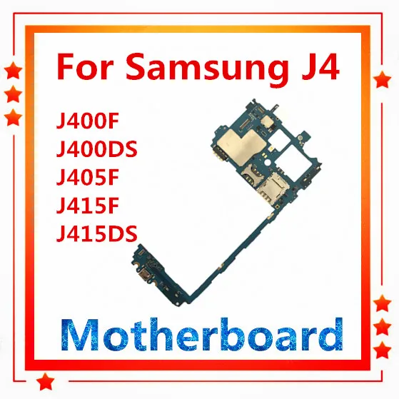Разблокирована MB для samsung Galaxy J4 J400F J400DS J405F J415F J415DS материнская плата одна/две sim-карты с чипами логическая плата ОС Android