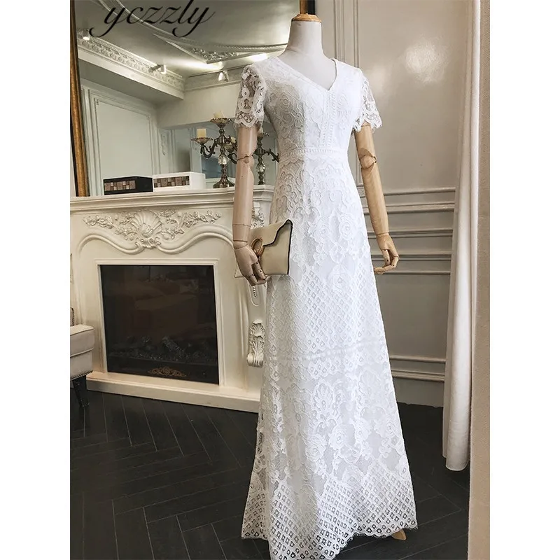 Vestido De Noiva простое платье трапециевидной формы с v-образным вырезом и кружевной аппликацией на открытом воздухе свадебное платье с короткими рукавами длиной до пола садовое платье невесты Y62