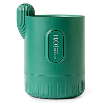 

330Ml Cactus Air Ultrasonic Humidifiers with Night Light Mist Maker Aromatherapy Diffuser Mist Maker for Home Car(Green)