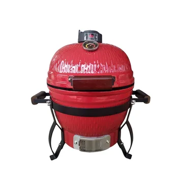 

Best 16 inch Ceramic Kamado BBQ Grill Egg Shaped Red Outdoor Portable Home and Camping Charcoal BBQ Grills Smoker