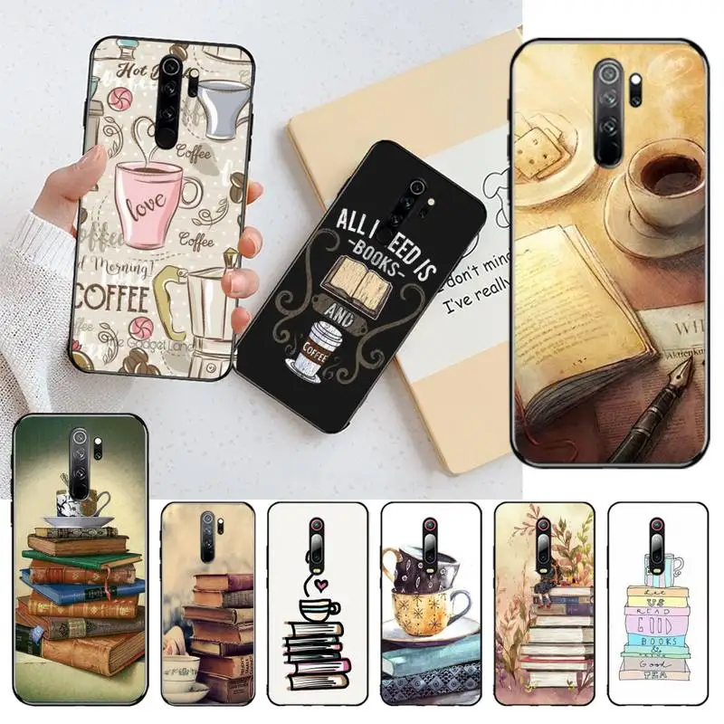 CUTEWANAN Books And Coffee Borsettes Black TPU Soft Rubber Phone Cover for Redmi Note 8 8A 7 6 6A 5 5A 4 4X 4A Go Pro Plus Prime | Мобильные