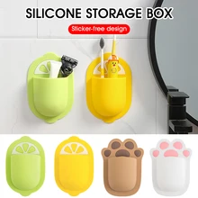 

Bathroom Adhesive Storage Rack Silicone Wall Mounted Shelf Pineapple Shape Non Perforated Nail Free Toothbrush Holder