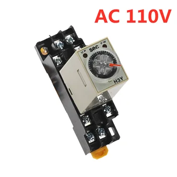 

Rotary Knob DPDT 1S/5S/10S/30S/60S/3M/5M/10M/30M Timer Timing Time Relay AC 110V H3Y-2 With Base Socket