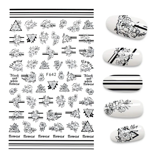 3D Nail Stickers Leaves Butterfly Panda Love Heart Design Stickers For Nails Manicure Foil Nail Art Decor pegatinas para uñas A140233