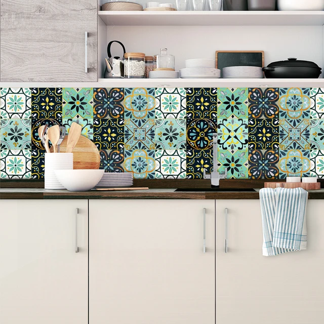 30x30cm Moroccan Style Wall Tile Sticker Self Adhesive Old Tile Renovation  Wallpaper Kitchen Bathroom Floor Sticker Home Decor - Tile Stickers -  AliExpress