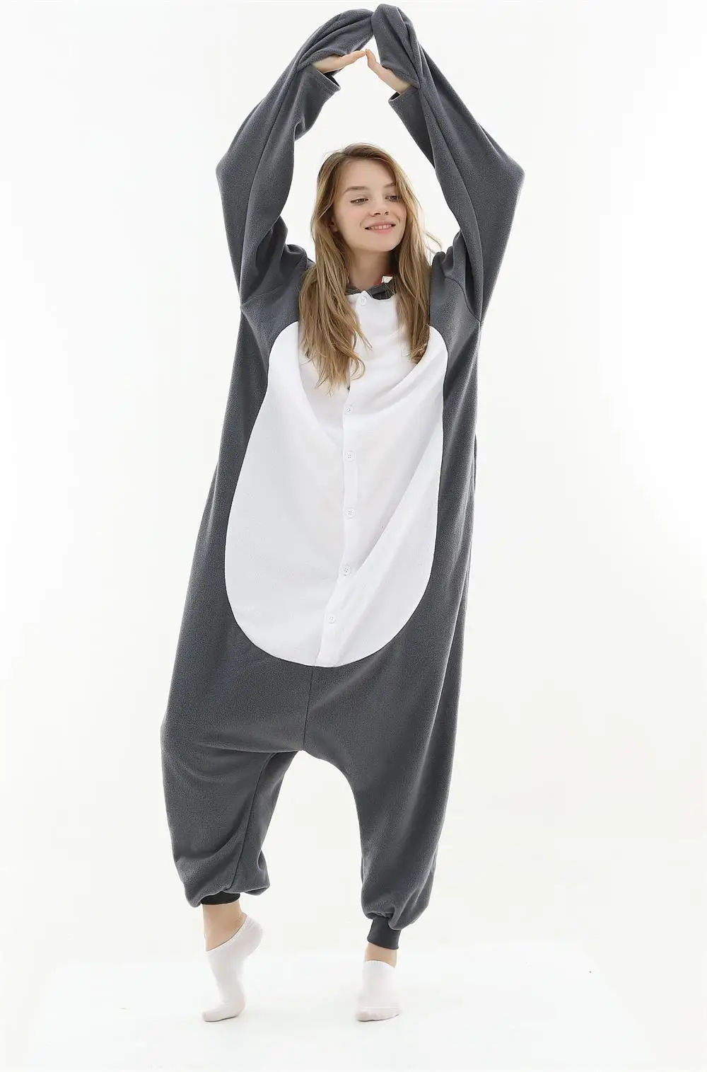 Kigurumi/Пижама для взрослых; костюм для косплея; серая акула; Onesie Lemur; одежда для сна; домашняя одежда; Пижама унисекс; праздничная одежда для женщин и мужчин