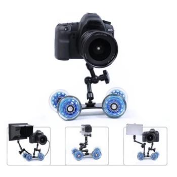

Mobile Rolling Sliding Dolly Stabilizer Skater Slider Articulating Magic Arm Camera Rail Stand Photography Car For GoPro Vcc car