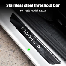 

For Tesla Model 3 2021 Car Threshold Strip Bumper Protection Sticker Self-Adhesive Anti-Collisio Auto Parts