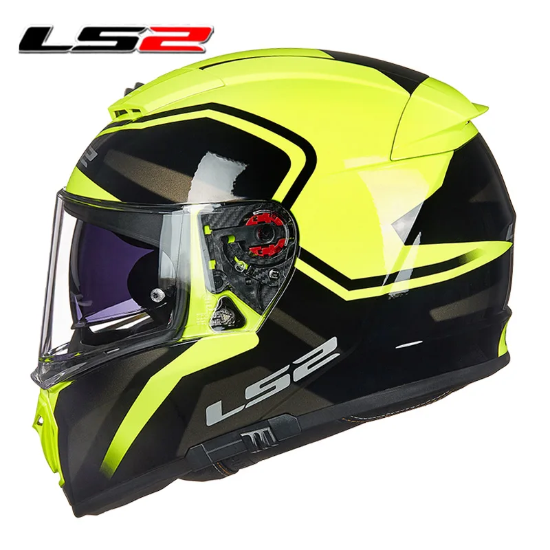 LS2 FF390 выключатель полный уход за кожей лица moto rcycle шлемы с внутренним солнцезащитным щитом casco moto Racing moto rbike шлемы шлем moto DOT - Цвет: Black Yellow