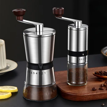 Home Portable Manual Coffee Grinder hand Coffee Mill with Ceramic Burrs 6/8 Adjustable Settings portable Hand Crank Tools 1