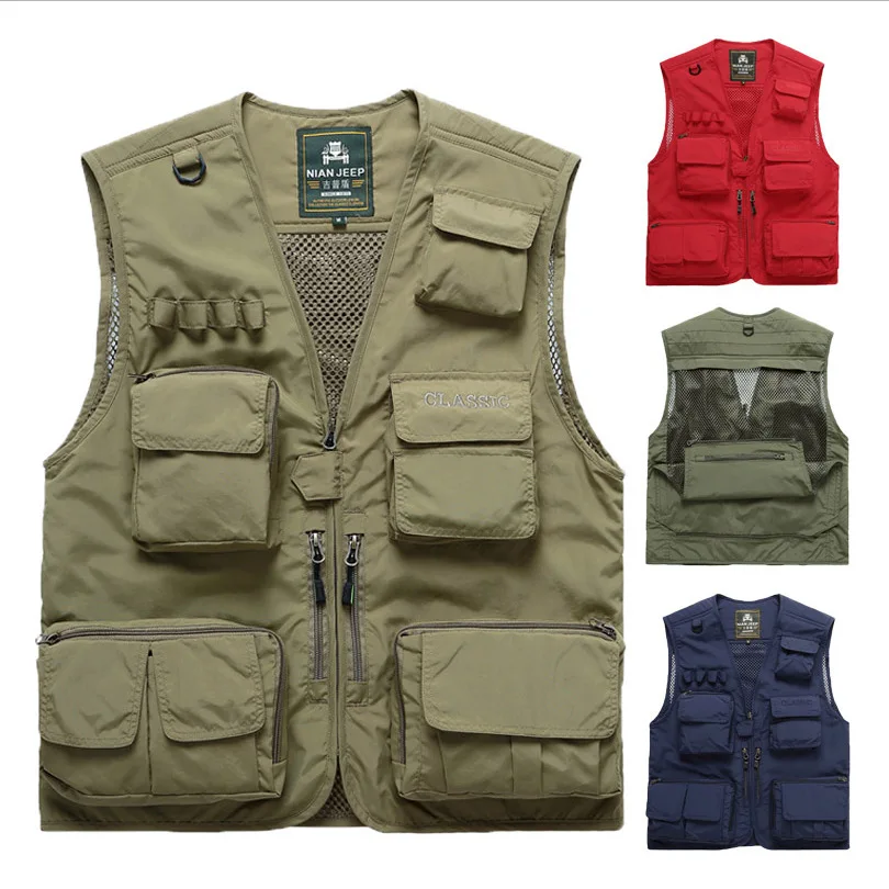 

Waistcoat Men's 2019 Summer Men Quick-Dry Multi-pockets Removable Shoulder Fishing Photography Large Size Vest