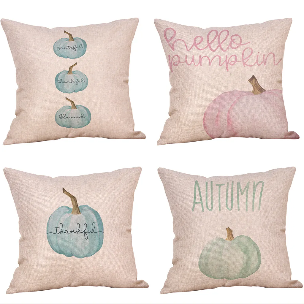 

Pumpkin Pattern Cushion Cover Linen Decorative Pillows For Sofa Seat Soft Throw Pillow Case Cover 40x40cm Home Decor