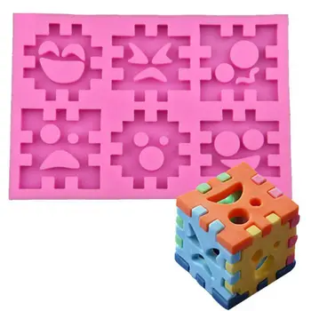 

3D Jigsaw Puzzle Blocks Silicone Mold Cube Fondant Chocolate Candy Gum Paste Polymer Clay Resin Mold Craft Tools