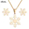 Smjel Stainless Steel Sets For Women Snowflake Butterfly Fish Bone Chain Necklace Stud Earrings Jewelry Set New Year Gift ► Photo 3/6