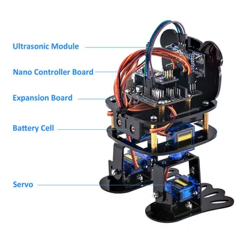 LAFVIN DIY 4-DOF Panda Robot Kit Programmable Dancing Robot Kit For Arduino Nano Electronic Toy/Support Android APP Control 3