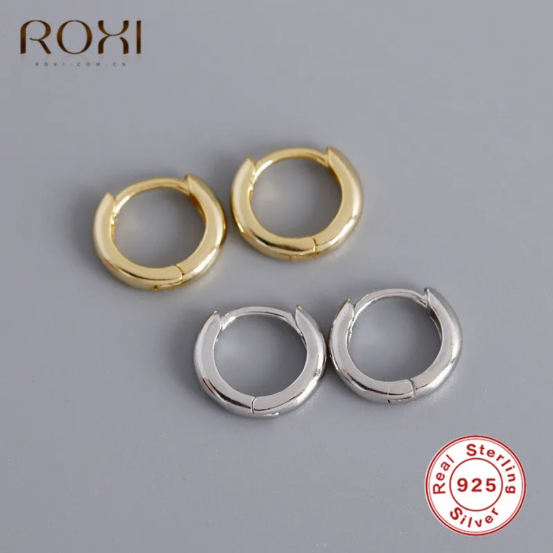 ROXI корейские простые трендовые 925 пробы серебряные круглые серьги-гвоздики, круглые серьги с гладкой поверхностью для женщин, ювелирные изделия Brincos