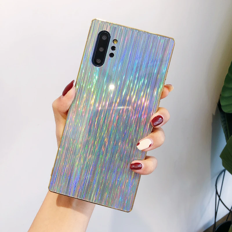 YHBBCASES для samsung Note 10 8 9 лазерные цветные чехлы для телефонов с метеором для samsung Galaxy S8 S9 S10 Plus Модный мягкий чехол Аврора