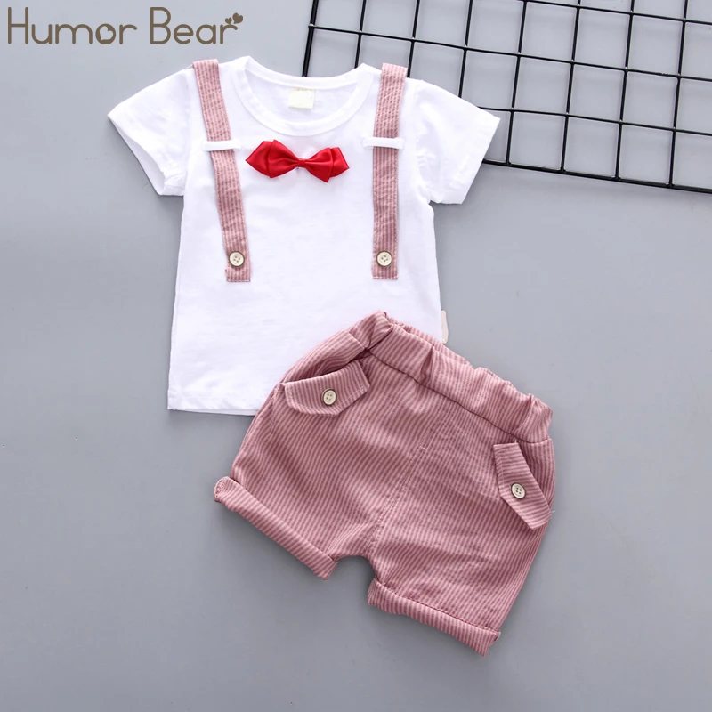 Humor Bear/ г. Летний комплект одежды для маленьких мальчиков модная футболка на бретелях в джентльменском стиле топы+ шорты вечерние комплекты одежды для детей ясельного возраста