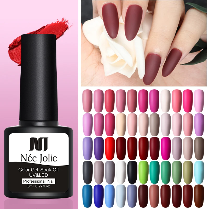 

NEE JOLIE 8ml Color Gel Polish Matte Nail Gel One-shot Color Nail Art Gel Soak Off UV Gel Varnish Design Nail Beauty