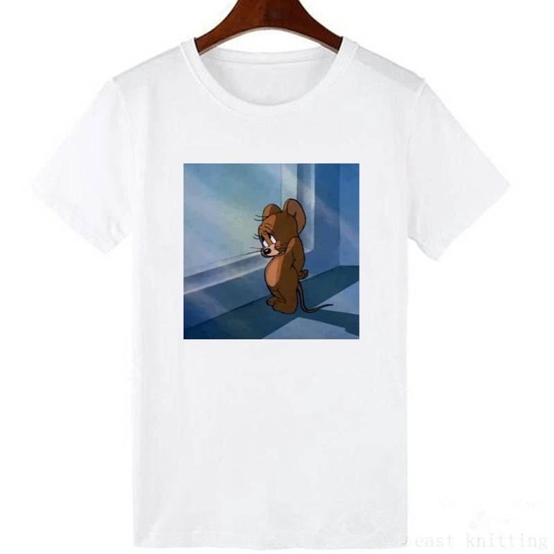 Кошка том мышь Джерри Ulzzang casual повседневные милые женские летние топы с короткими рукавами и принтом из мультфильмов футболки Harajuku - Цвет: 1300