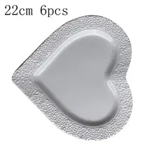 В форме сердца одноразовые тарелки вечерние свадебные белый день рождения походный рюкзак(3 шт) Посуда