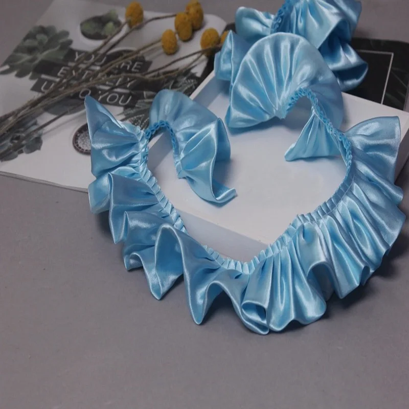 

5.5 cm Ruffled Lace Trim Shiny Satin Pleated Ribbon Fabric Hem DIY