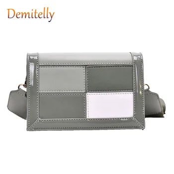 

Fashion Plaid Wild Shoulder Messenger Bag Casual Luxury Lady Portable Small Square Bag Hardware Hook Wide Shoulder Strap Handbag
