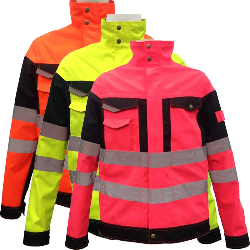 Visibility Jacket Pink Safety Jacket With Reflective Tapes Rain Jacket