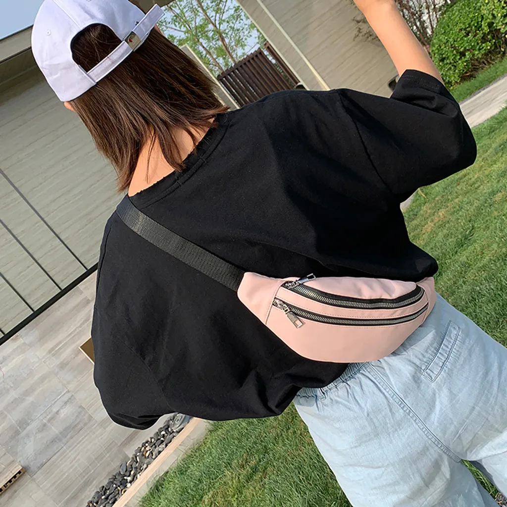 

Women Belt Chest Bag Unisex Double Zipper PU Waist Bag Pouch Purse Streetwear Handbag Beltbag Fanny Pack For Women Heuptas #YJ