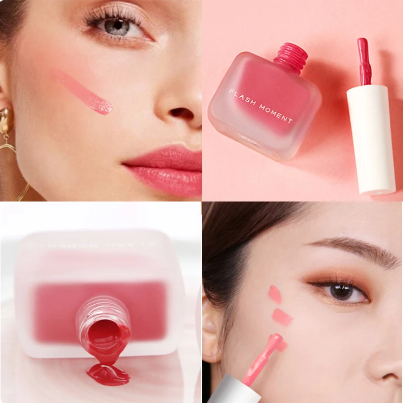 

5 Colors Blusher for Face Liquid Blush Makeup Face Blush Professional Long Lasting Natural Bronzer Cream Contour Peach Cherry