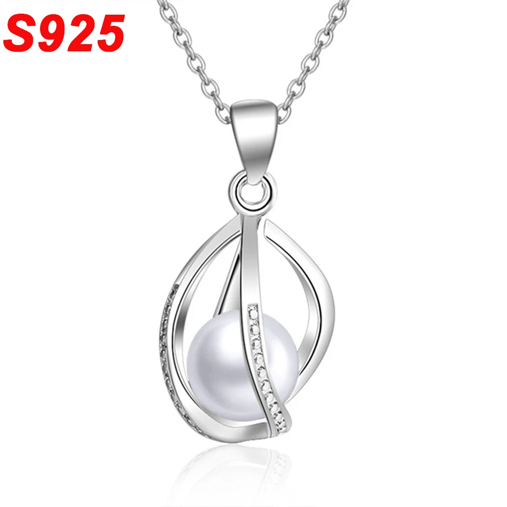 Изящное ожерелье из стерлингового серебра 925 пробы с жемчугом женское колье без