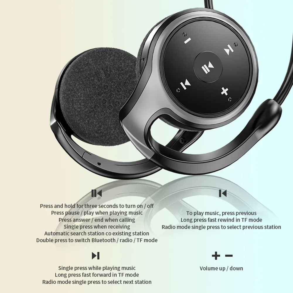 Arikasen A23 Wireless earphones MP3 Bluetooth 5.0 earphone FM Radio headset Sport Bluetooth headset with Microphone Waterproof