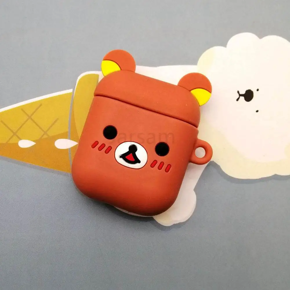 happybear Чехол для Airpods, силиконовый чехол для Apple Air pods, милый чехол для наушников, 3D чехол для наушников, аксессуары для наушников - Цвет: happybear