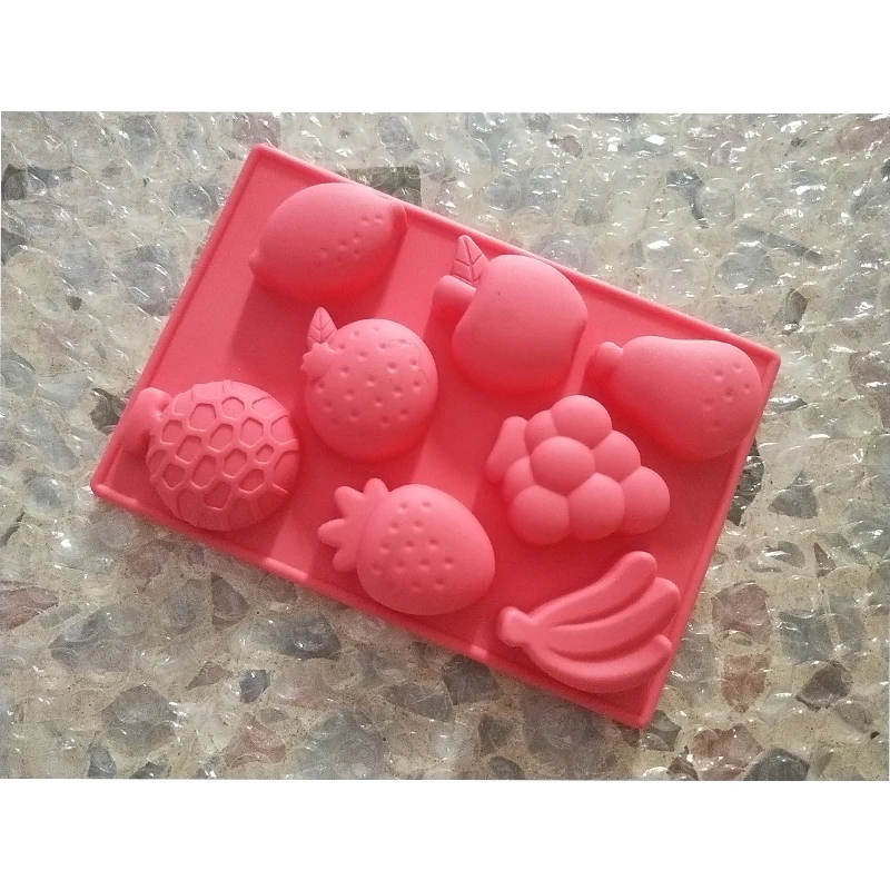 3D Cartoon Fruit Shaped Silicon Mold Strawberry Banana Watermelon Pear DIY Soap Chocolate Cake ice cream Mould