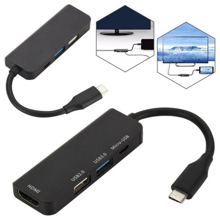 Type-C к HDMI USB 3,0/2,0 микро usb-хаб адаптер для Macbook ПК ноутбук FKU66