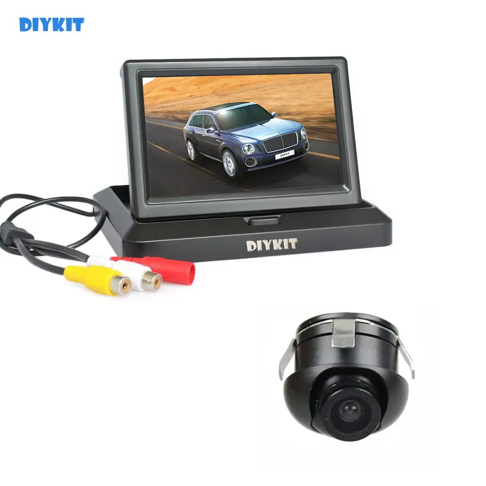 DIYKIT Wired 5" Rear View Monitor Car Monitor + Back Up Rear Front Side