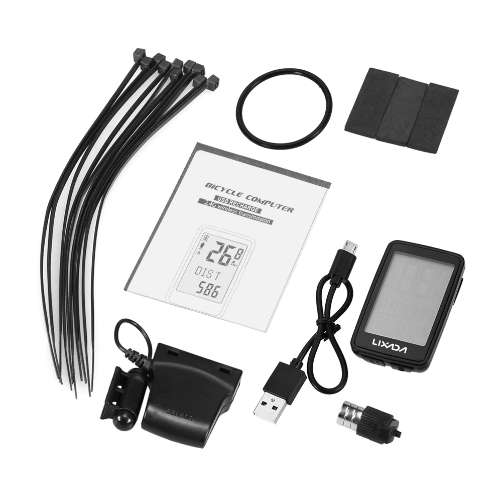 As shown Lixada велосипедный компьютер с датчиком каденса USB Перезаряжаемый беспроводной Велосипедный Спидометр велосипедный одометр 21 функции - Цвет: As shown