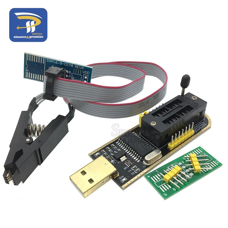 Programmer set SOIC8 SOP8 тестовый зажим для EEPROM 93CXX/25CXX/24CXX адаптер+ CH341A 24 25 серии EEPROM флэш-память биос USB программист модуль - Цвет: Programmer set