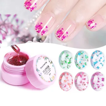 

1 Box Dried flowers glue 8ml Led Gel Soak Off Nail Gel Lacquer Shiny Sequins Decorations UV Gel Varnish Painting Flowers