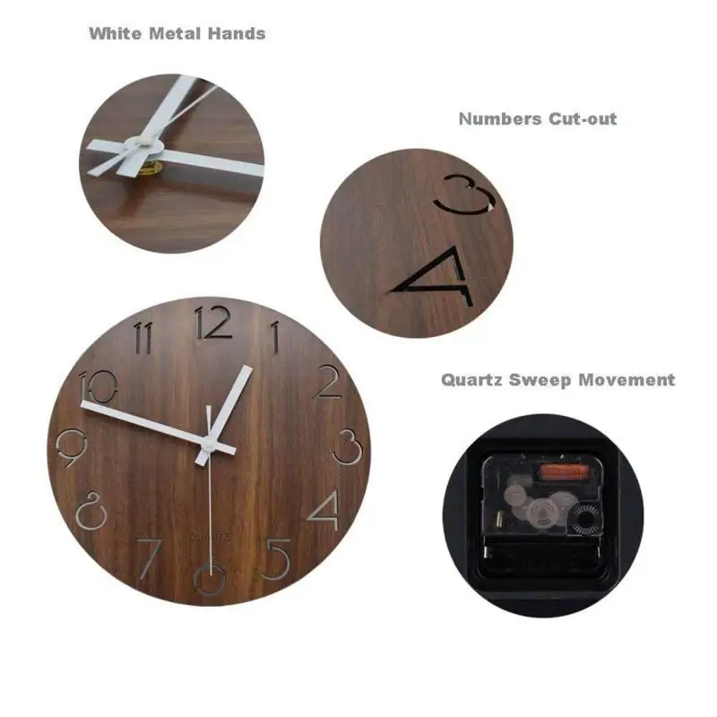 Reloj de 12 pulgadas, reloj de pared de salón, reloj de pared antiguo, reloj  de pared de madera simple Zhivalor BST3004281-2