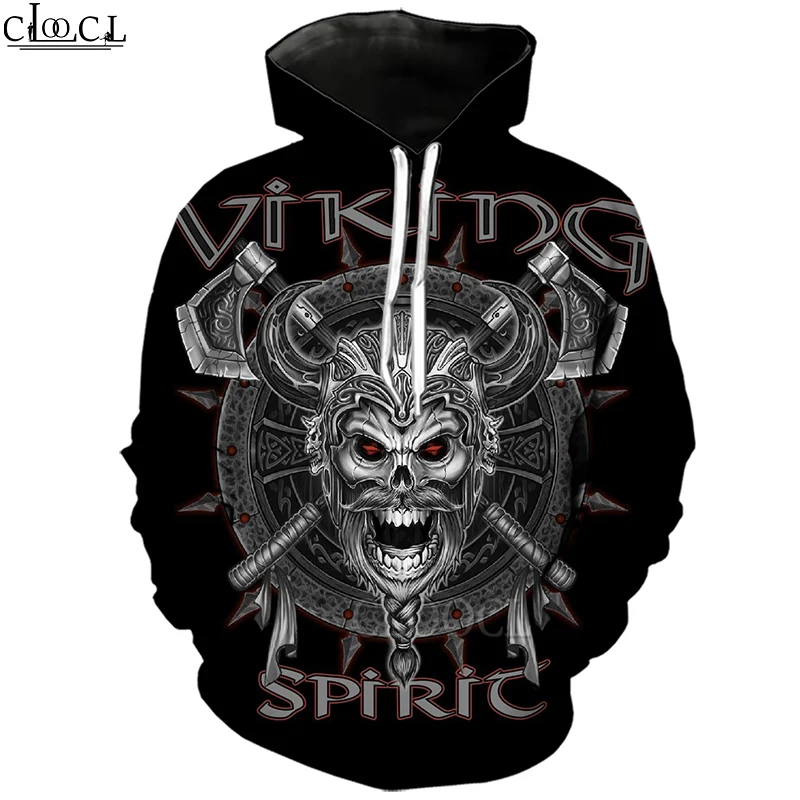 

CLOOCL 2020 Fashion Nordic Viking Tattoo Art Skull 3D Print Hoodie Men Women Sweatshirt Casual Designs Hooded Coat Drop Shipping