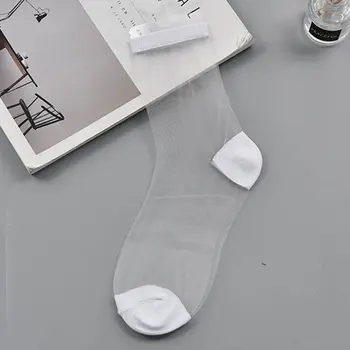 

Super Thin Crystal Silk Middle Socks Breathable Fashion Casual Comfortable Middle Socks 2019 waresale Fashions